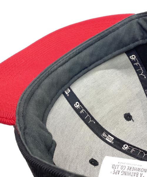 New Era（ニューエラ）New Era (ニューエラ) A BATHING APE (アベイシングエイプ) ソルジャーロゴキャップ ブラック×レッドの古着・服飾アイテム