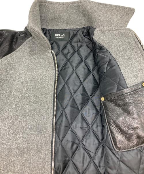 DELAY by win&sons（ディレイバイウィンアンドサンズ）DELAY by win&sons (ディレイバイウィンアンドサンズ) Halford Varsity/切替レザージャケット グレー×ブラック サイズ:2の古着・服飾アイテム