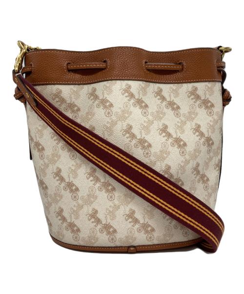 COACH（コーチ）COACH (コーチ) ホースアンドキャリッジプリント2WAYショルダーバッグ ブラウン×ベージュの古着・服飾アイテム