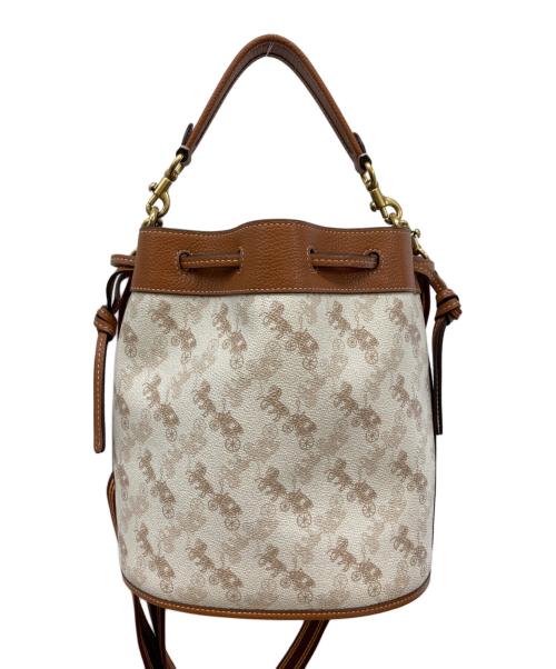 COACH（コーチ）COACH (コーチ) ホースアンドキャリッジプリント2WAYショルダーバッグ ブラウン×ベージュの古着・服飾アイテム