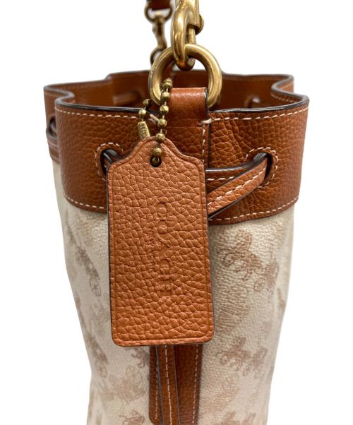 COACH（コーチ）COACH (コーチ) ホースアンドキャリッジプリント2WAYショルダーバッグ ブラウン×ベージュの古着・服飾アイテム