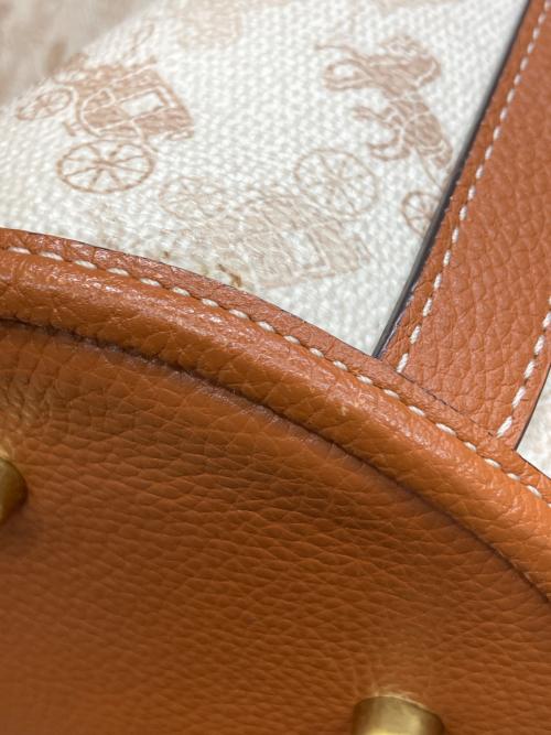 COACH（コーチ）COACH (コーチ) ホースアンドキャリッジプリント2WAYショルダーバッグ ブラウン×ベージュの古着・服飾アイテム