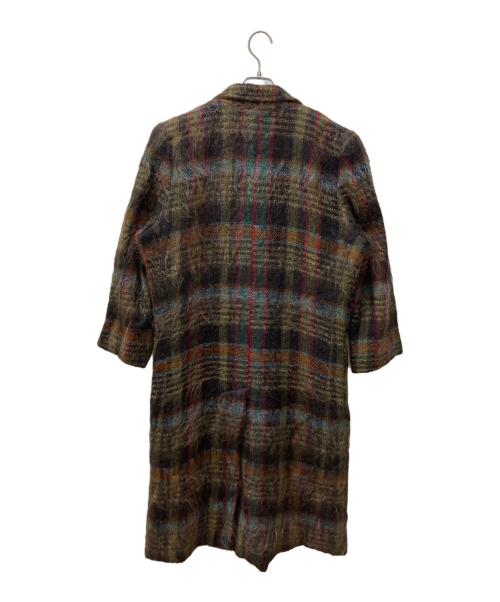 USED（USED）USED (USED) モヘアチェックチェスターコート ブラウン サイズ:-の古着・服飾アイテム