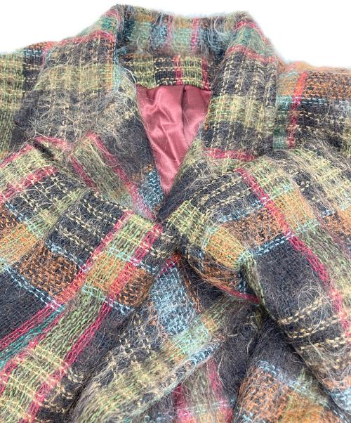 USED（USED）USED (USED) モヘアチェックチェスターコート ブラウン サイズ:-の古着・服飾アイテム