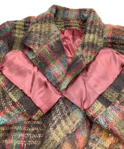 USED（USED）USED (USED) モヘアチェックチェスターコート ブラウン サイズ:-の古着・服飾アイテム
