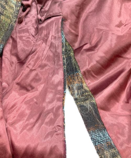 USED（USED）USED (USED) モヘアチェックチェスターコート ブラウン サイズ:-の古着・服飾アイテム