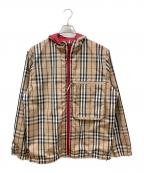 BURBERRY LONDONバーバリーロンドン）の古着「ノヴァチェックリバーシブルジャケット」｜ベージュ×レッド