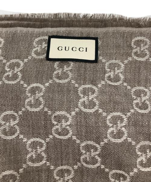 GUCCI（グッチ）GUCCI (グッチ) GG柄シルク混ストール ベージュ サイズ:70×195の古着・服飾アイテム