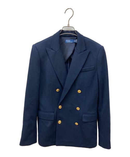 POLO RALPH LAUREN（ポロ・ラルフローレン）POLO RALPH LAUREN (ポロ・ラルフローレン) ダブルブレステッド ニット ブレザー ネイビー サイズ:2の古着・服飾アイテム