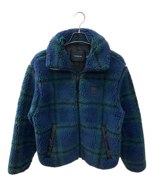 COACH（コーチ）COACH (コーチ) ボアジャケット グリーン×ネイビー サイズ:Sの古着・服飾アイテム