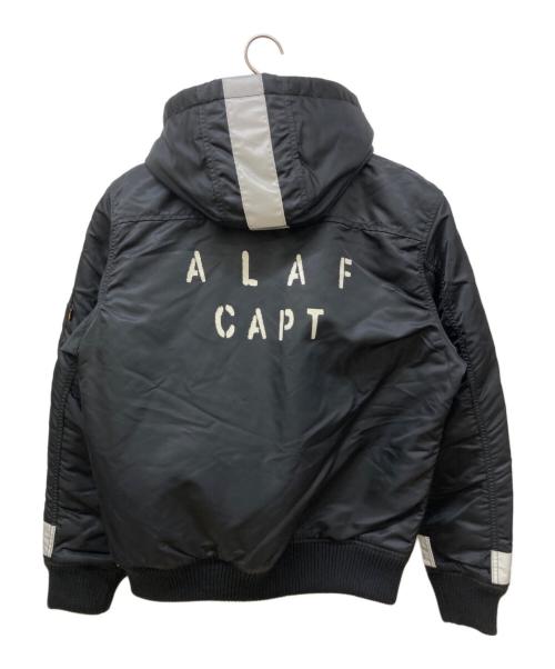 ALPHA（アルファ）ALPHA (アルファ) パッチドフーデットリブジャケット/フライトジャケット ブラック サイズ:Lの古着・服飾アイテム