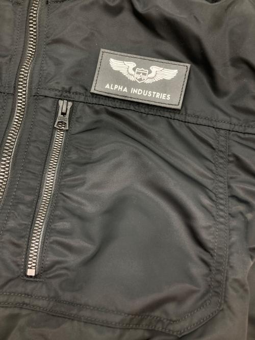 ALPHA（アルファ）ALPHA (アルファ) パッチドフーデットリブジャケット/フライトジャケット ブラック サイズ:Lの古着・服飾アイテム