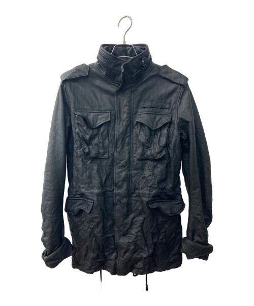 AKM（エーケーエム）AKM (エーケーエム) カーフレザーフィールドジャケット ブラック サイズ:Lの古着・服飾アイテム