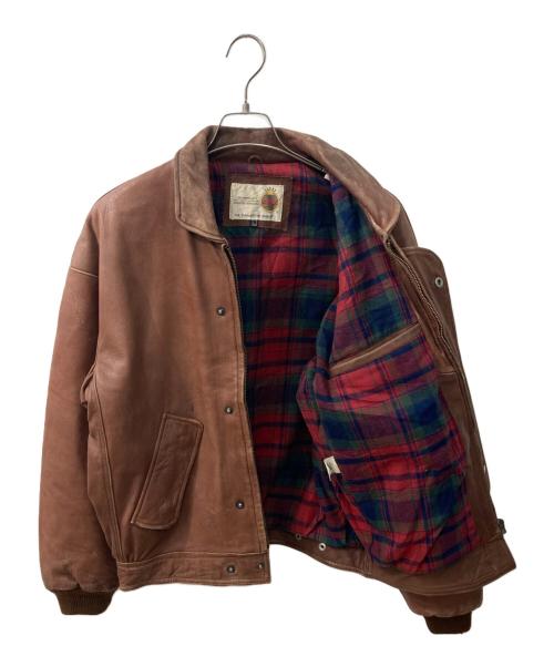 CREEKS（CREEKS）CREEKS (CREEKS) ユーロレザージャケット ブラウン サイズ:Lの古着・服飾アイテム