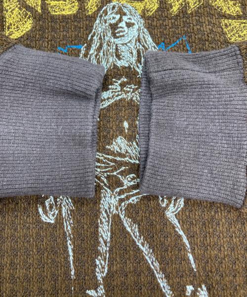 Hysteric Glamour（ヒステリックグラマー）Hysteric Glamour (ヒステリックグラマー) BAD ASS MAMA刺繍スウェット ブラウン サイズ:Ⅼの古着・服飾アイテム