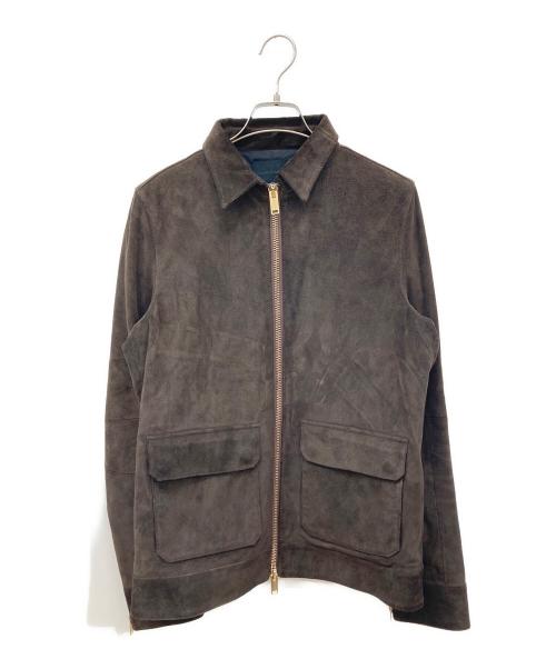 Junhashimoto（ジュンハシモト）junhashimoto (ジュンハシモト) カウレザースエードジャケット ブラウン サイズ:4の古着・服飾アイテム