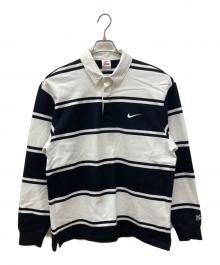 NIKE×SUPREME（ナイキ×シュプリーム）の古着「Stripe Rugby "Black"/ラガーシャツ」｜ブラック×ホワイト