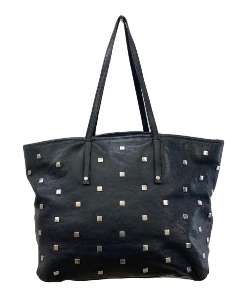 JIMMY CHOO（ジミーチュウ）JIMMY CHOO (ジミーチュウ) スクエアスタッズトートバッグ ブラックの古着・服飾アイテム