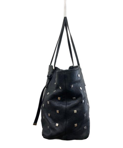JIMMY CHOO（ジミーチュウ）JIMMY CHOO (ジミーチュウ) スクエアスタッズトートバッグ ブラックの古着・服飾アイテム