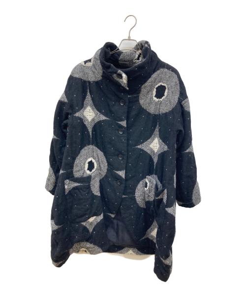 慈雨（ジウ）慈雨 (ジウ) ドットデザインコート ブラック サイズ:Ⅼの古着・服飾アイテム