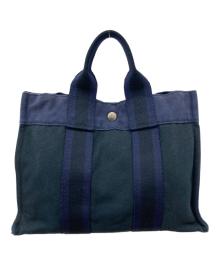 HERMES（エルメス）の古着「フールトゥPM/キャンバスハンドバッグ」｜ネイビー