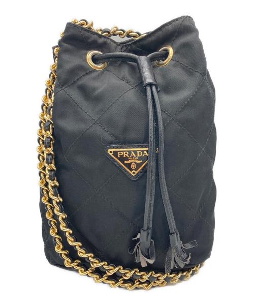 PRADA（プラダ）PRADA (プラダ) テスートキルティングチェーンショルダーバッグ ブラックの古着・服飾アイテム