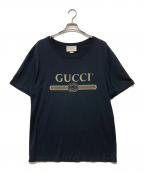 GUCCIグッチ）の古着「ロゴ ウォッシュドオーバーサイズ Tシャツ」｜ブラック