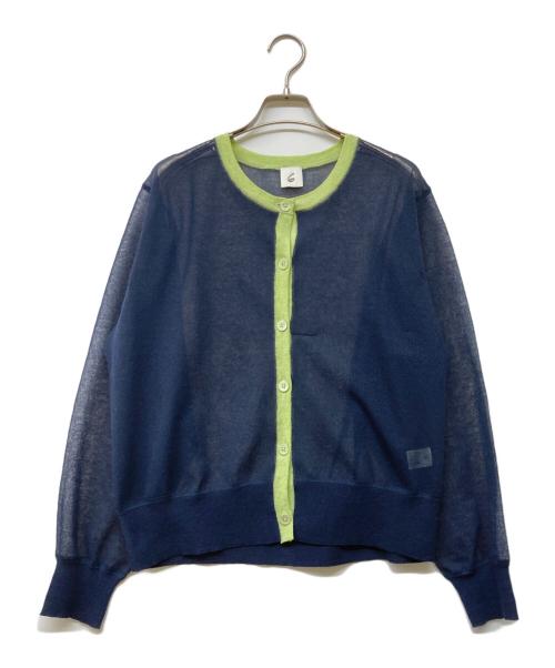 6(ROKU) BEAUTY&YOUTH（ロク ビューティーアンドユース）6(ROKU) BEAUTY&YOUTH (ロク ビューティーアンドユース) SHEER COLOR RIB CARDIGAN ネイビー サイズ:-の古着・服飾アイテム