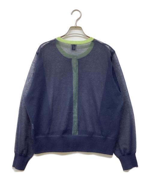6(ROKU) BEAUTY&YOUTH（ロク ビューティーアンドユース）6(ROKU) BEAUTY&YOUTH (ロク ビューティーアンドユース) SHEER COLOR RIB CARDIGAN ネイビー サイズ:-の古着・服飾アイテム