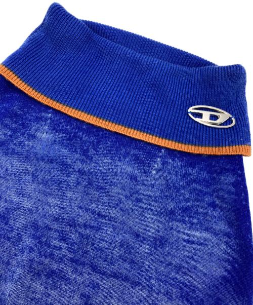 DIESEL（ディーゼル）DIESEL (ディーゼル) M-ARILOU ロゴプレート ウールニットロングスカート ブルー×オレンジ サイズ:Sの古着・服飾アイテム