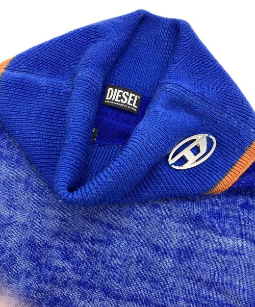 DIESEL（ディーゼル）DIESEL (ディーゼル) M-ARILOU ロゴプレート ウールニットロングスカート ブルー×オレンジ サイズ:Sの古着・服飾アイテム