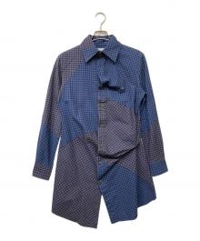 Vivienne Westwood man（ヴィヴィアン ウェストウッド マン）の古着「変形ロングチェックシャツ」｜ブルー×ブラック
