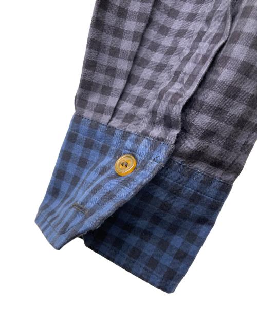 Vivienne Westwood man（ヴィヴィアン ウェストウッド マン）Vivienne Westwood man (ヴィヴィアン ウェストウッド マン) 変形ロングチェックシャツ ブルー×ブラック サイズ:size44の古着・服飾アイテム