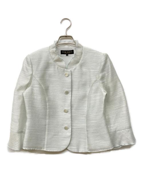 SOIR DOLCE（ソワール ドルチェ）SOIR DOLCE (ソワール ドルチェ) シアーフリルジャケット スカイブルー サイズ:7ARの古着・服飾アイテム