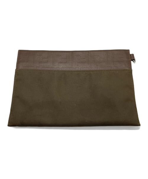 FENDI（フェンディ）FENDI (フェンディ) ズッカ柄ナイロンポーチ オリーブ×ブラウンの古着・服飾アイテム