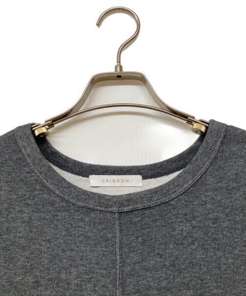 chignon（シニヨン）chignon (シニヨン) ニット切替スウェット グレー サイズ:Freeの古着・服飾アイテム