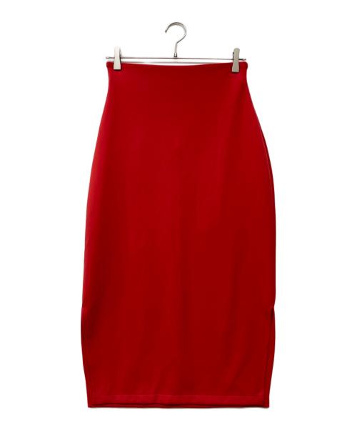 Whim Gazette（ウィムガゼット）Whim Gazette (ウィムガゼット) ジャージーサイドスリットスカート レッド サイズ:38の古着・服飾アイテム