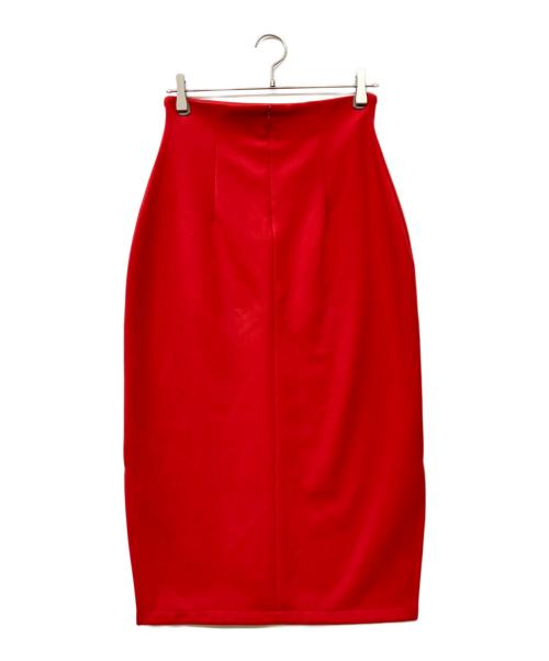 Whim Gazette（ウィムガゼット）Whim Gazette (ウィムガゼット) ジャージーサイドスリットスカート レッド サイズ:38の古着・服飾アイテム