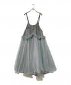 Belle vintageベル ヴィンテージ）の古着「ボリュームデニムチュールワンピース」｜グレー