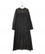 Spick and Spanスピック＆スパン）の古着「シアードットギャザーティアードワンピース」｜ホワイト×ブラック