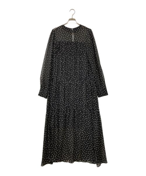 Spick and Span（スピック＆スパン）Spick and Span (スピックアンドスパン) シアードットギャザーティアードワンピース ホワイト×ブラック サイズ:FREEの古着・服飾アイテム