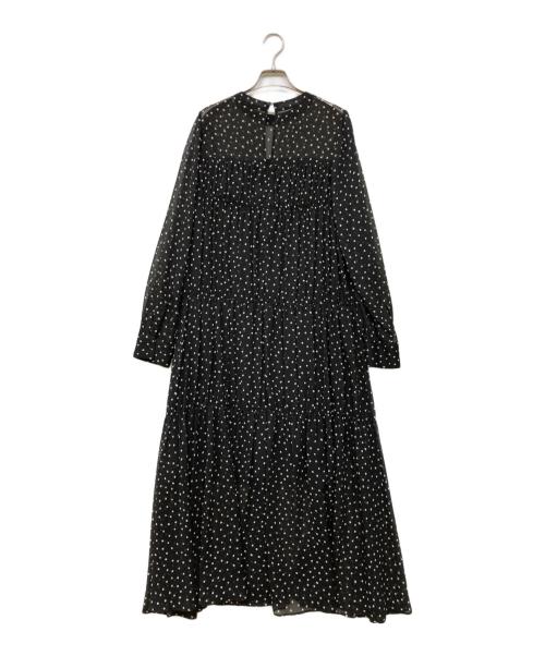 Spick and Span（スピック＆スパン）Spick and Span (スピックアンドスパン) シアードットギャザーティアードワンピース ホワイト×ブラック サイズ:FREEの古着・服飾アイテム