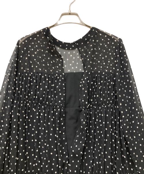 Spick and Span（スピック＆スパン）Spick and Span (スピックアンドスパン) シアードットギャザーティアードワンピース ホワイト×ブラック サイズ:FREEの古着・服飾アイテム