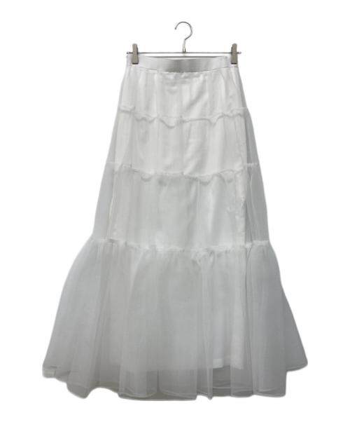 Whim Gazette（ウィムガゼット）Whim Gazette (ウィムガゼット) オーガンジーボリュームスカート ホワイト サイズ:FREEの古着・服飾アイテム