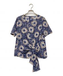 Leilian（レリアン）の古着「花柄ブラウス」｜ネイビー