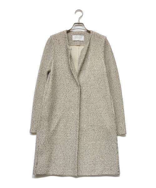 HARRIS WHARF LONDON（ハリスワーフロンドン）HARRIS WHARF LONDON (ハリスワーフロンドン) ノーカラーコート ホワイト×ブラック サイズ:40の古着・服飾アイテム