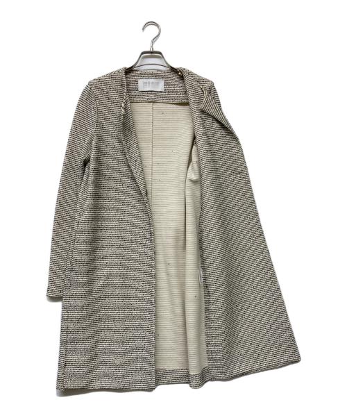 HARRIS WHARF LONDON（ハリスワーフロンドン）HARRIS WHARF LONDON (ハリスワーフロンドン) ノーカラーコート ホワイト×ブラック サイズ:40の古着・服飾アイテム