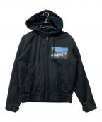 JohnUNDERCOVERジョンアンダーカバー）の古着「19SS ウラケフード付パッチハメコミジップBZ/ジップパーカー/ブルゾン」｜ブラック