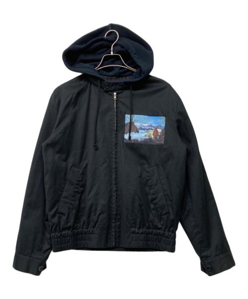 JohnUNDERCOVER（ジョンアンダーカバー）JohnUNDERCOVER (ジョンアンダーカバー) 19SS ウラケフード付パッチハメコミジップBZ/ジップパーカー/ブルゾン ブラック サイズ:3の古着・服飾アイテム