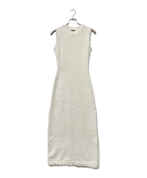 anuans（アニュアンス）anuans (アニュアンス) フラッグヤーンツイードニットワンピース ホワイト サイズ:S 未使用品の古着・服飾アイテム